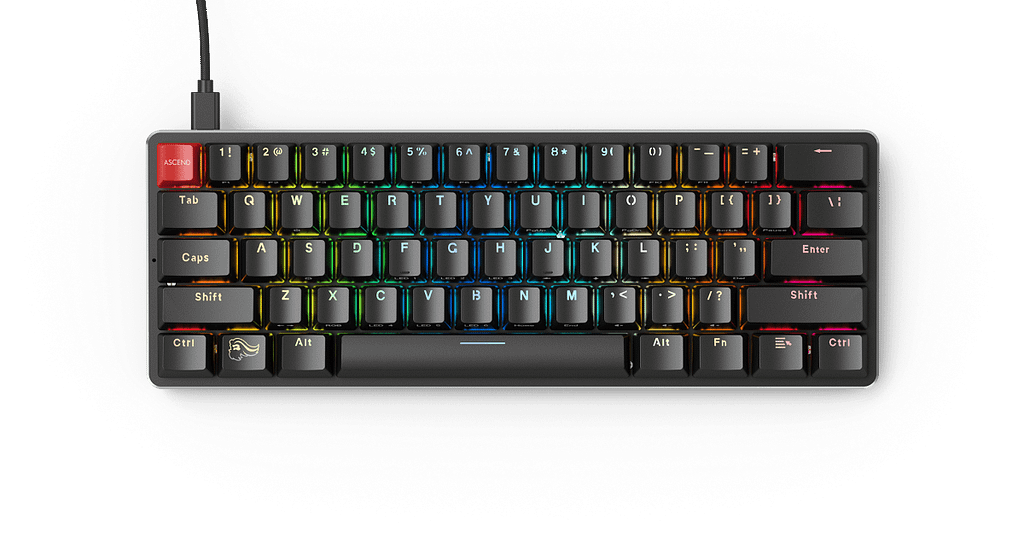 Top view of the GMMK the best hot-swappable 60% keyboard