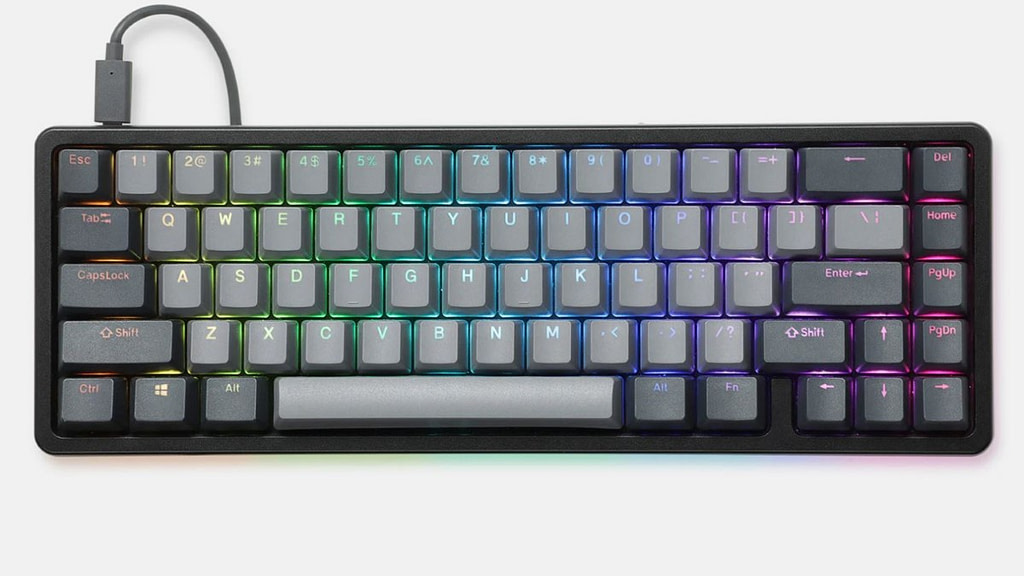 A top-down image of the best hot-swappable 65 keyboard, the Alt High-Profile from Drop